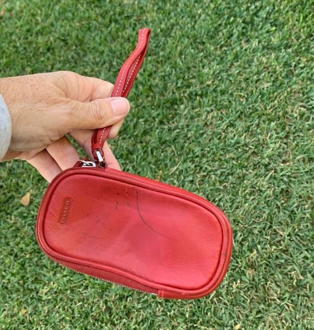Coach Leather Red Wristlet Pouch Coin Purse